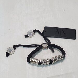 A/X Silver & Black Adjustable Bracelet by Armani Exchange